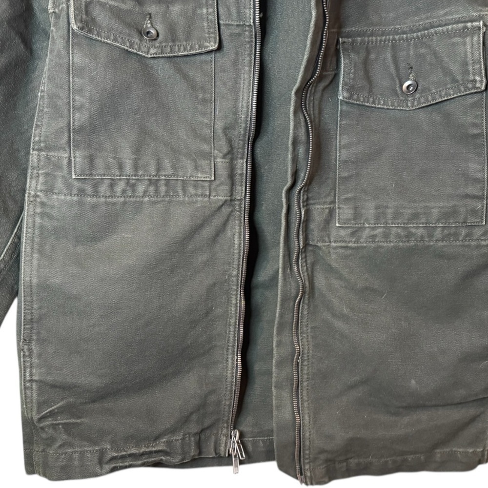 Baldwin Men's Dark Green Utility Cargo Zip Up Size L Made in USA Cotton Jacket - Picture 4 of 7